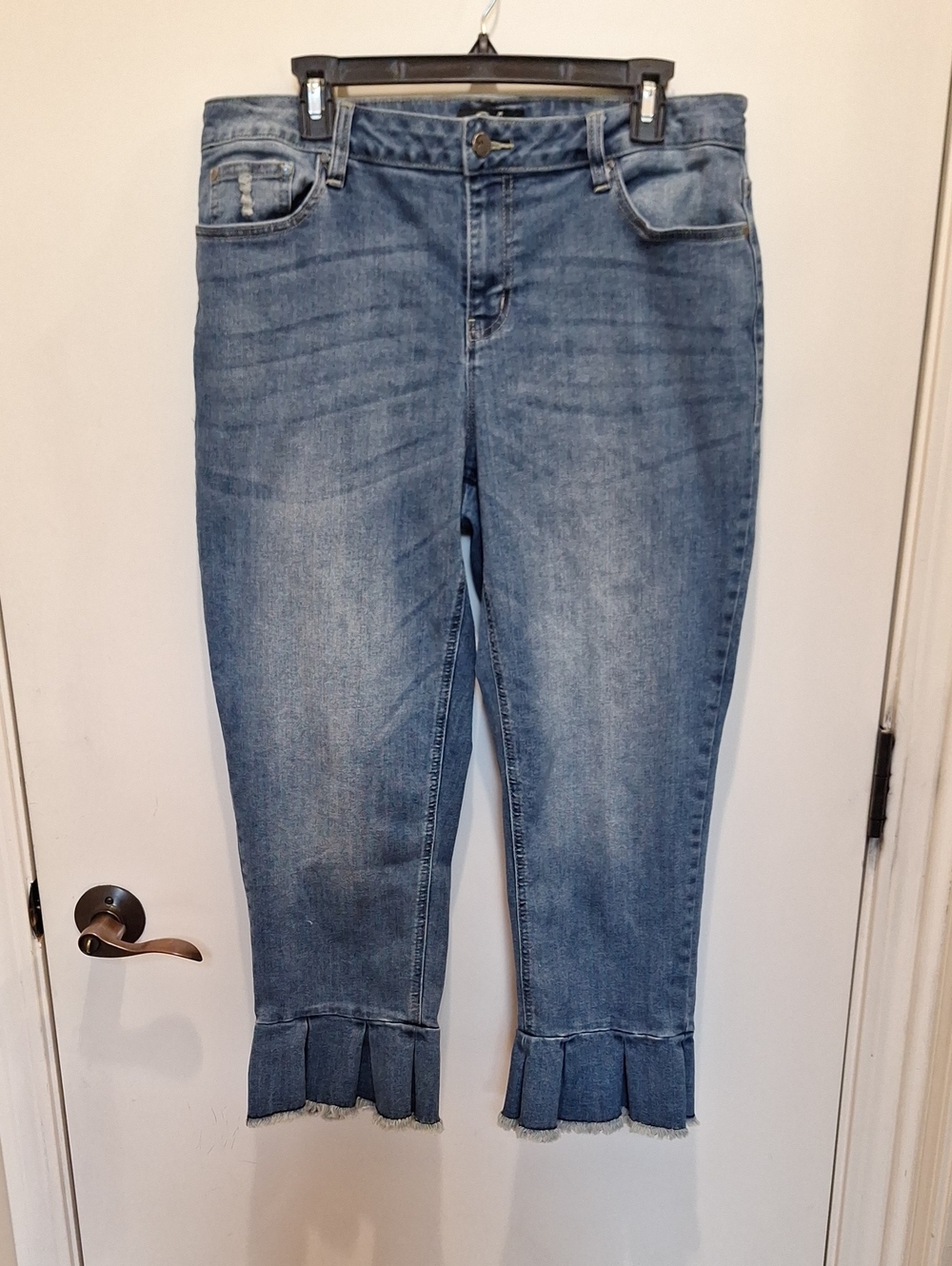 Earl Jeans Medium Blue Cropped Denim with Ruffle Cuff